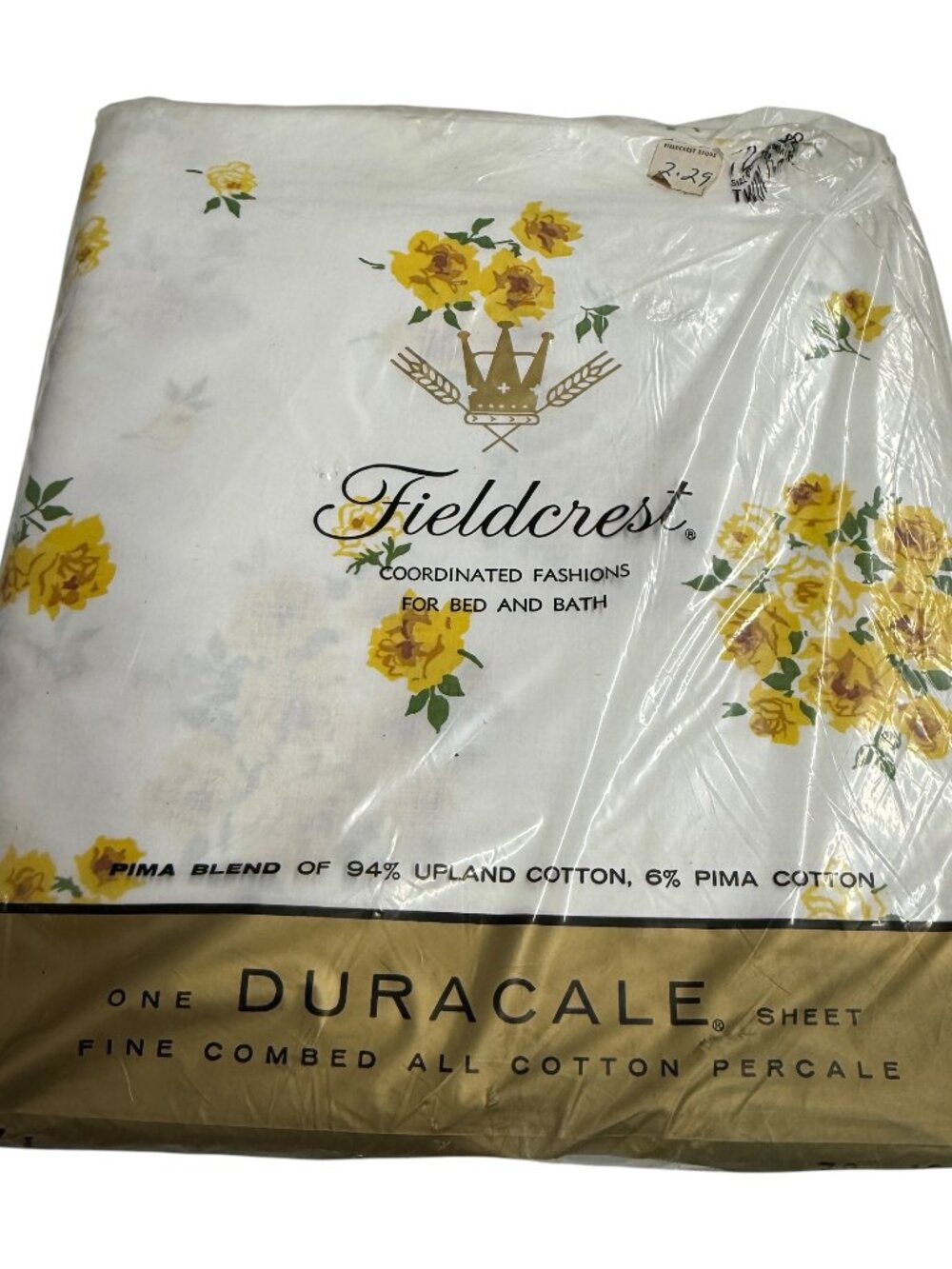 New Deadstock Fieldcrest‎ English Garden Twin Flat Sheet Pima Blend Duracale